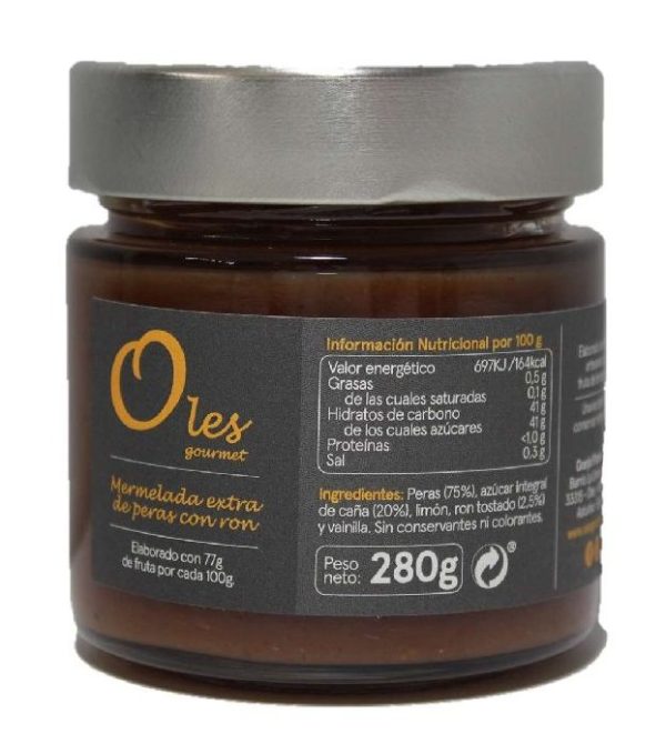 Mermelada de peras con ron 280 g